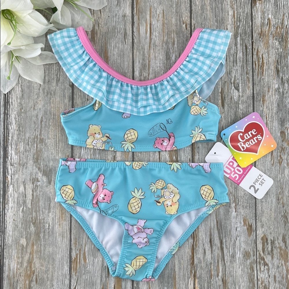 Toddler Girl Care Bears Ruffle Bikini Swimsuit Two-Piece, Size 3T